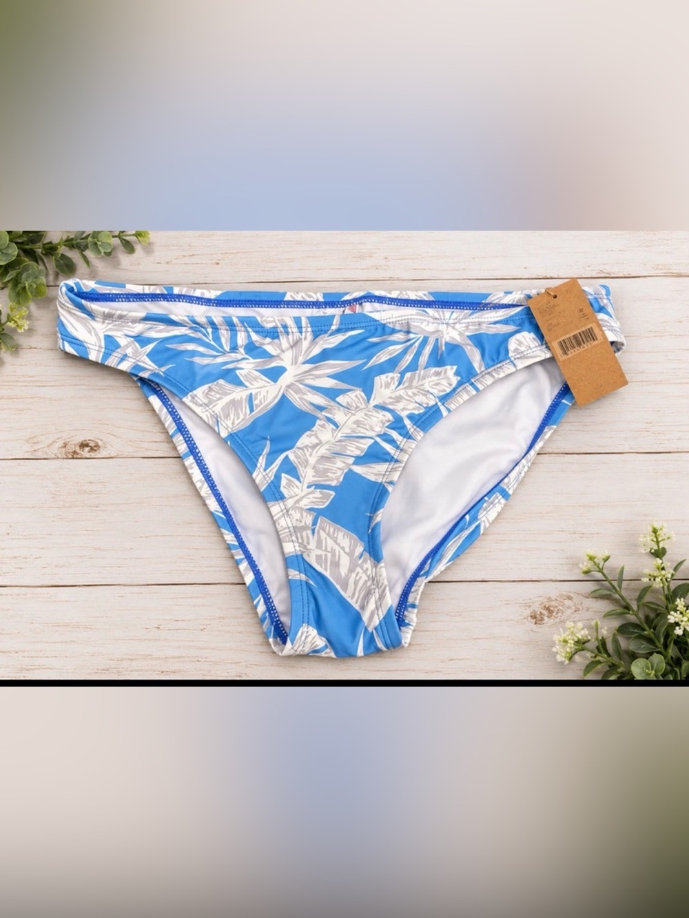 Daniel Cremieux Blue and White Tropical Bikini Bottom